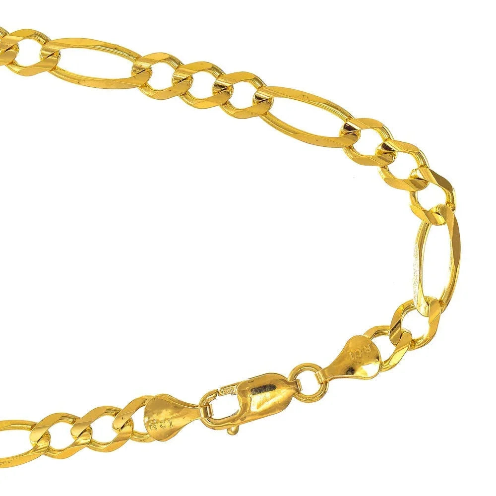 10k Sizeolid Yellow Gold 7.95 mm Figaro Chain Bracelet Lobster Claw Clasp- 8.5 Inches, 12.7gr.
