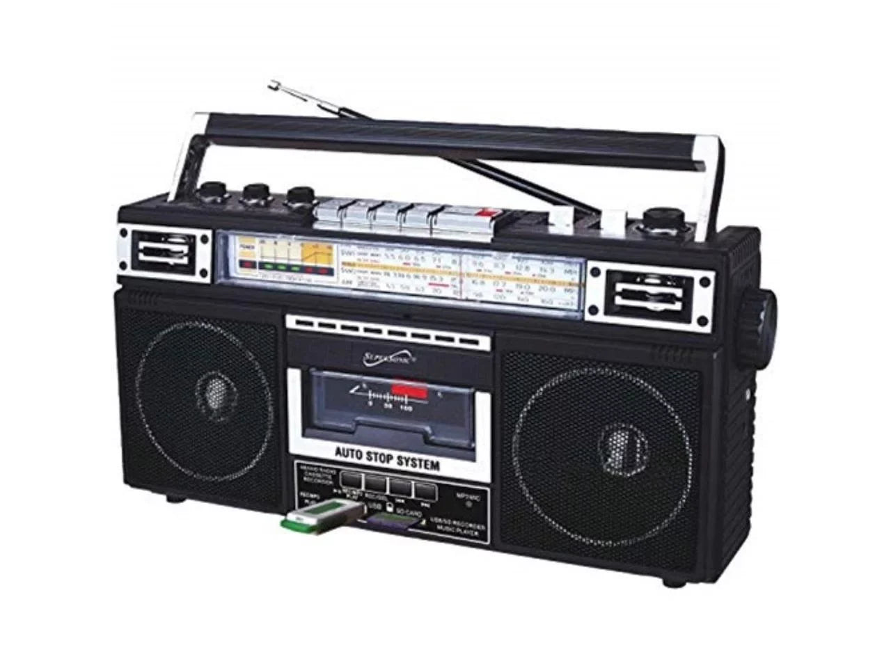 Sizeupersonic Portable AM/FM Radio, Black, SizeC-3201BT-BK