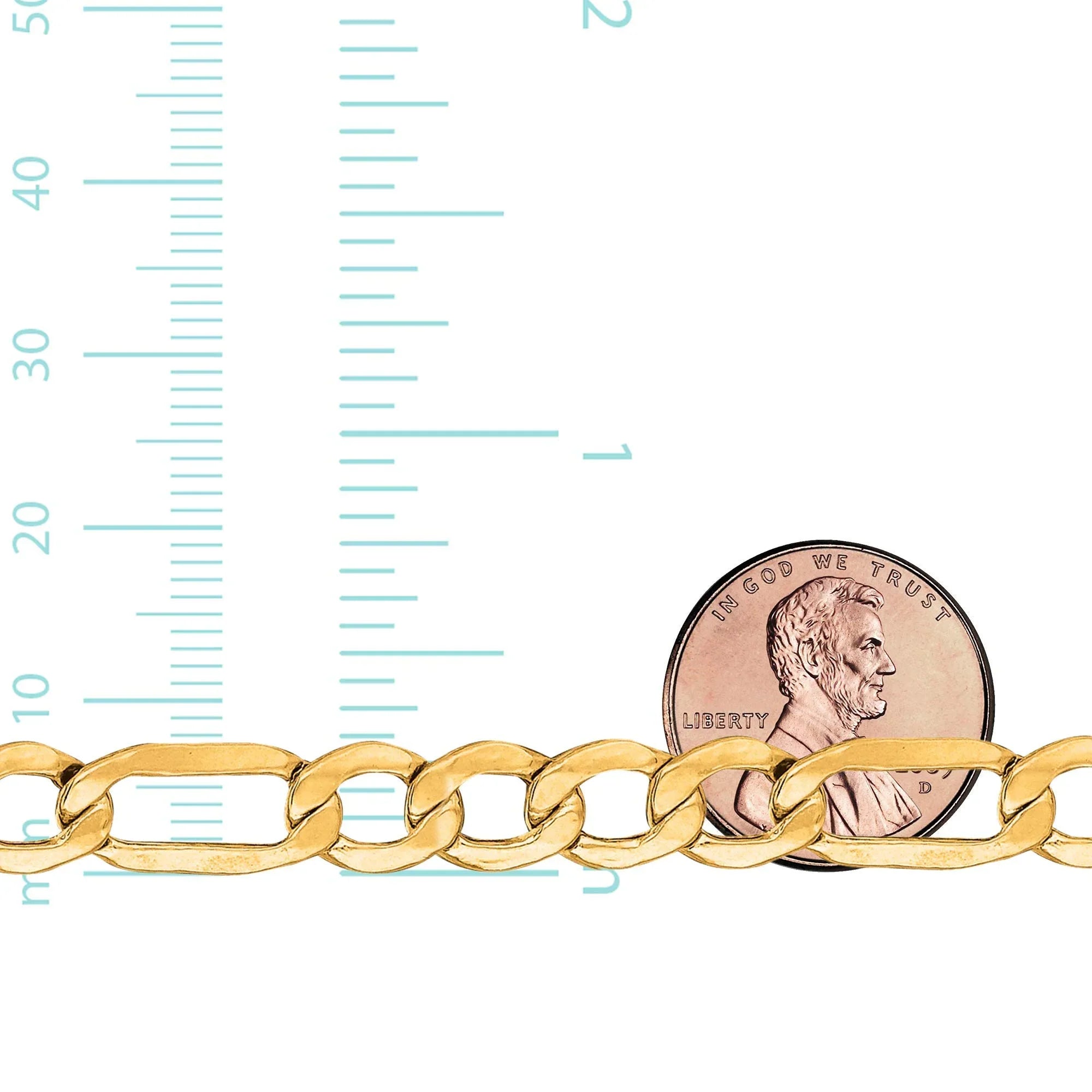 10k Sizeolid Yellow Gold 7.95 mm Figaro Chain Bracelet Lobster Claw Clasp- 8.5 Inches, 12.7gr.