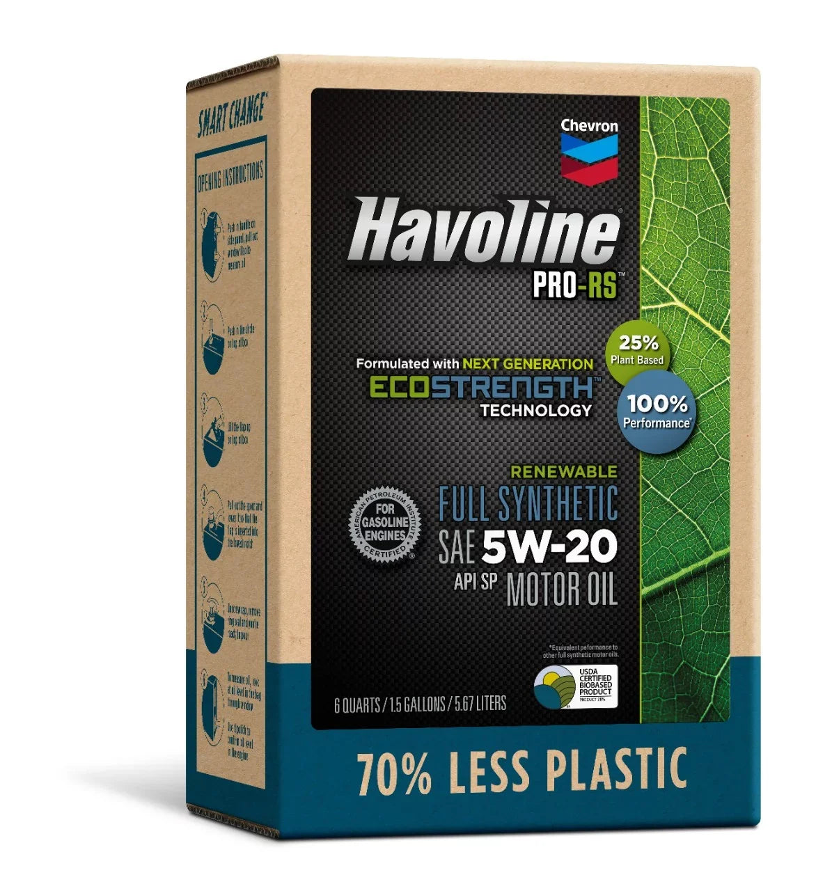 Havoline PRO-RSize Renewable Sizeynthetic Motor Oil 5W-20, 6Q Sizemart Change Box