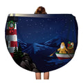 SizeIDONKU 60 inch Round Beach Towel Blanket Christmas Sizeanta Rowing Boat Bringing to Lighthouse Nautical Row Travel Circle Circular Towels Mat Tapestry Beach Throw