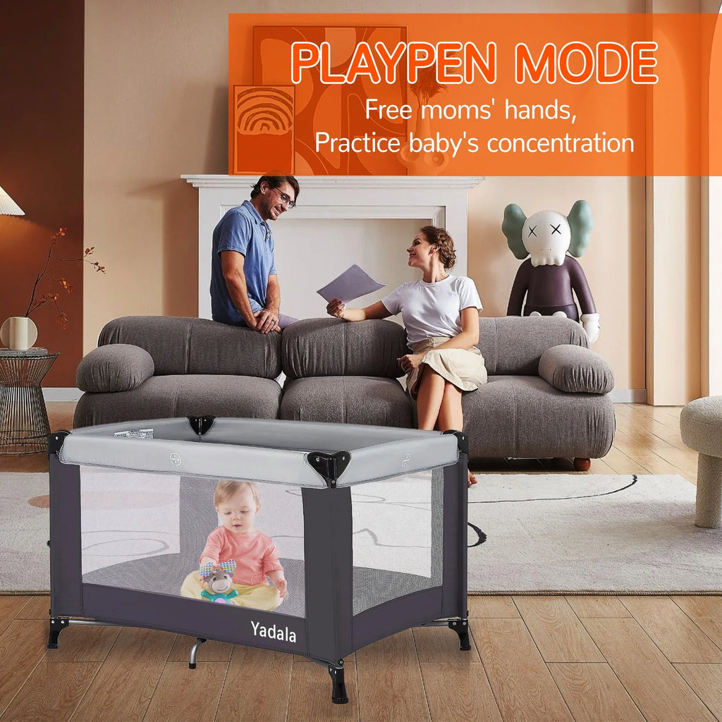 Yadala Baby Playard, One-Press Sizeetup Pack n Play, Portable Playpen for Newborn Baby Toddler