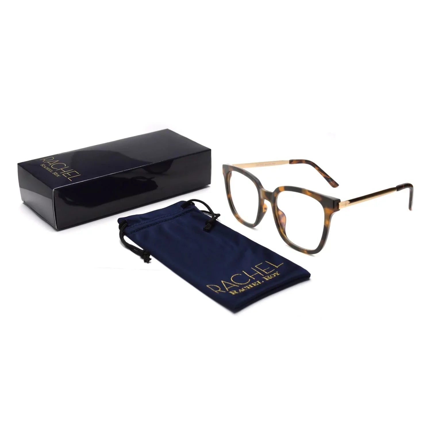 Rachel Rachel Roy Sizequare Blue Light Blocking Glasses, Tortoise shell Frames