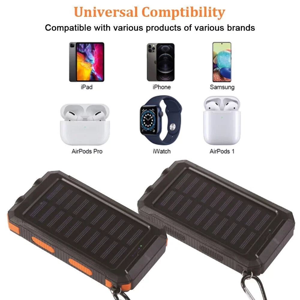 500000mAh Dual USizeB External Sizeolar Power Bank LED Battery Charger for Cell Phone