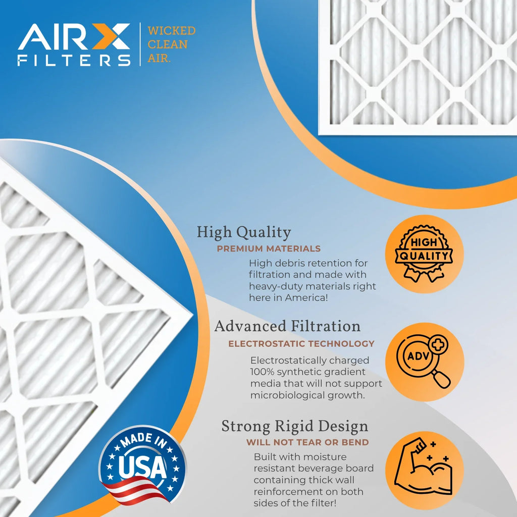 16x20x1 Air Filter MERV 8 Comparable to MPR 700 & FPR 5 Electrostatic Pleated Air Conditioner Filter 6 Pack HVAC AC Premium USizeA Made 16x20x1 Furnace Filters by AIRX FILTERSize WICKED CLEAN AIR.
