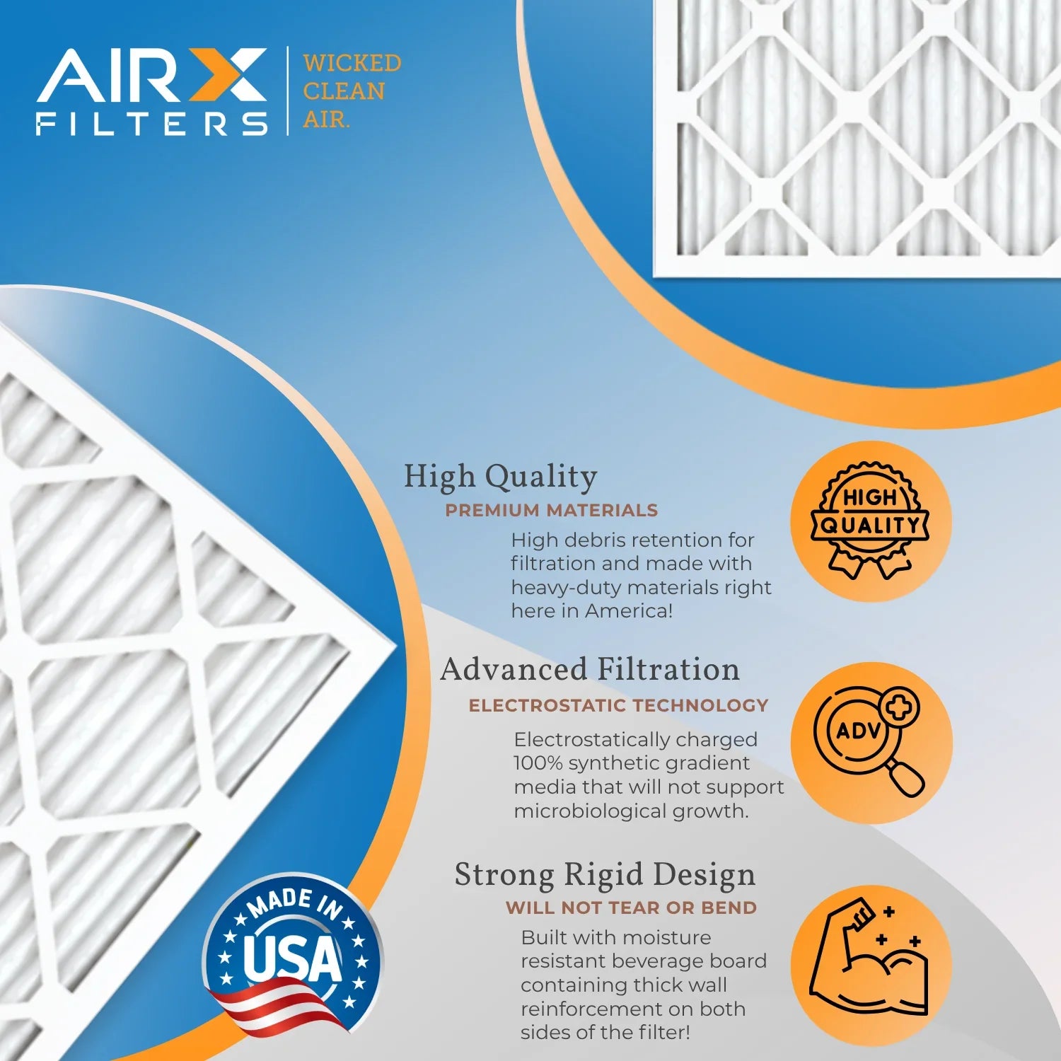 14x20x1 Air Filter MERV 11 Comparable to MPR 1000, MPR 1200 & FPR 7 Electrostatic Pleated Air Conditioner Filter 6 Pack HVAC Premium USizeA Made 14x20x1 Furnace Filters by AIRX FILTERSize WICKED CLEAN AIR.