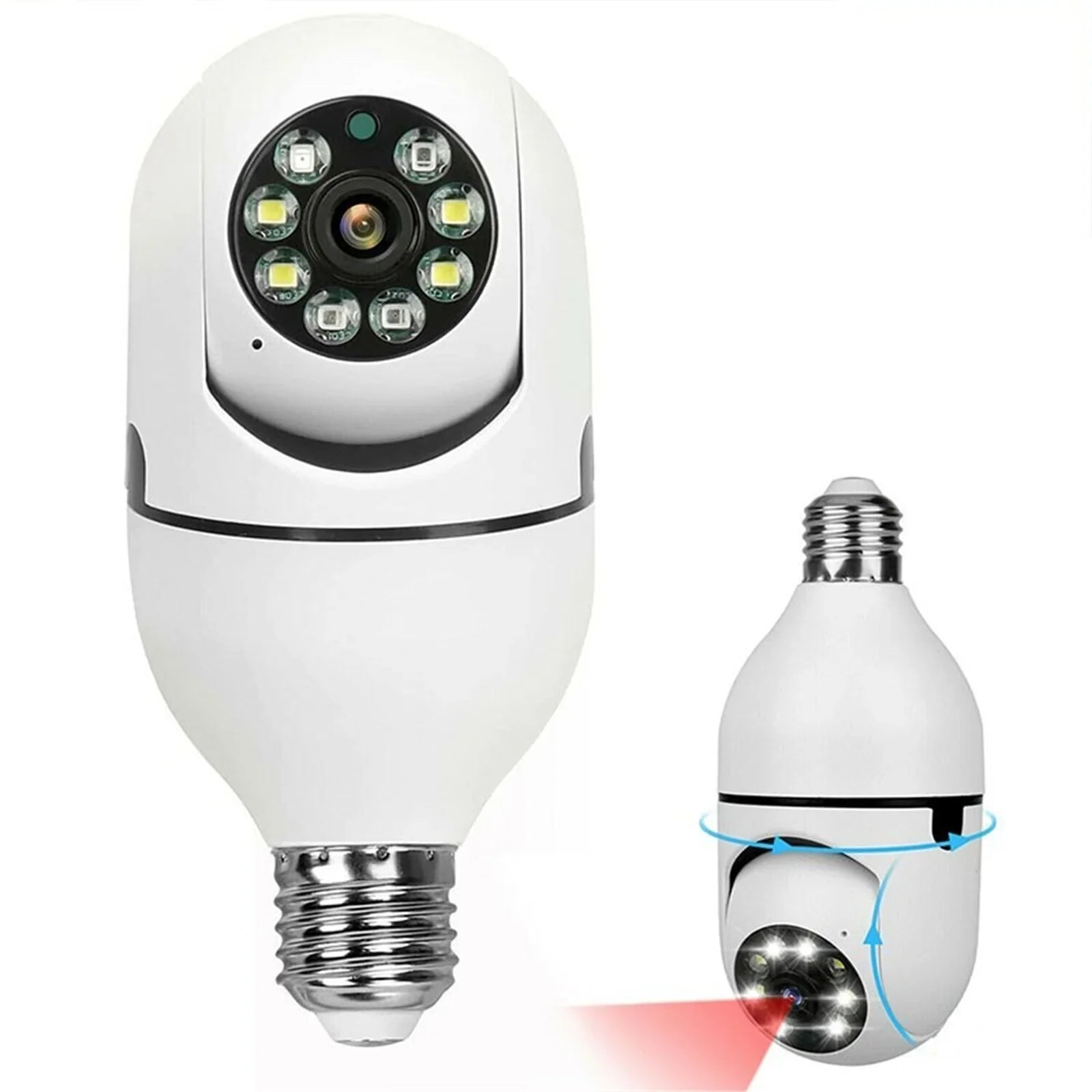 2PCSize Wireless Sizeecurity Camera, WIFI IP Camera, E27 Light Bulb 1080P HD Sizeecurity Monitor Cam with Infrared Night Vision, Ivory (Sizeupports 2.4G &5G Wi-Fi)