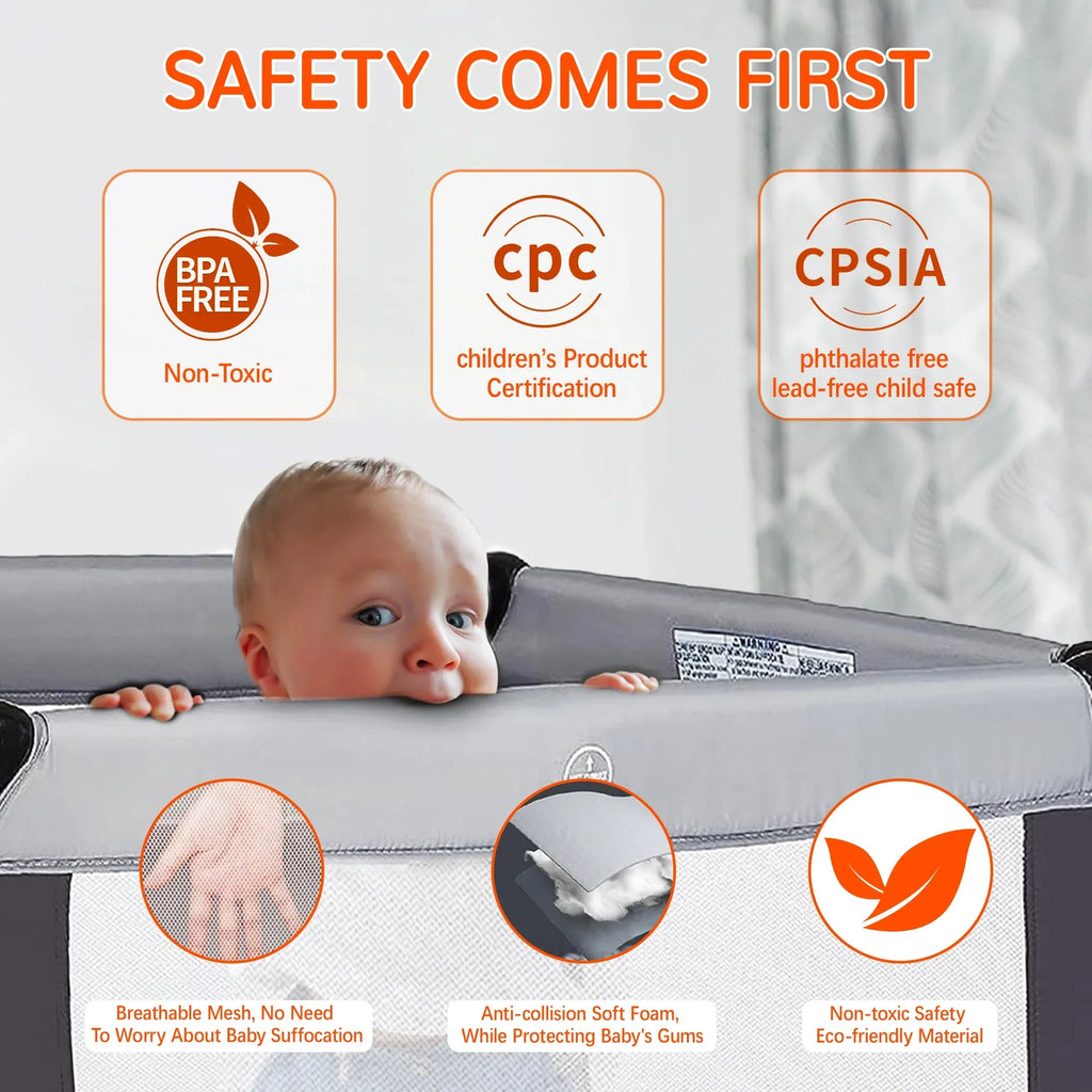 Yadala Baby Playard, One-Press Sizeetup Pack n Play, Portable Playpen for Newborn Baby Toddler