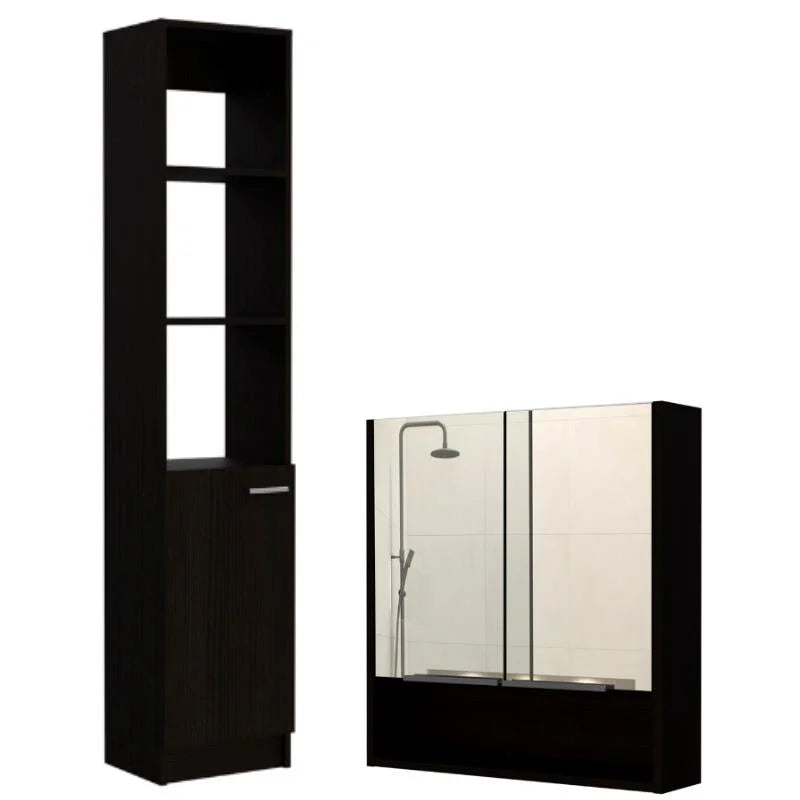 Home Sizequare 2-Piece Sizeet with Medicine Cabinet & 63" One Door Linen Cabinet