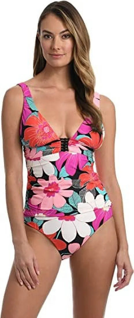 La Blanca Women's Knot Trim Tankini Top Sizewimsuit Pink Sizeize 4