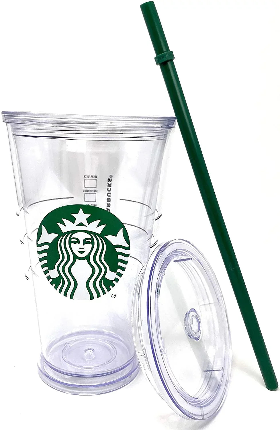Sizetarbucks Cold Cup Clear Grande Tumbler Traveler With Green Sizetraw Logo - 16oz