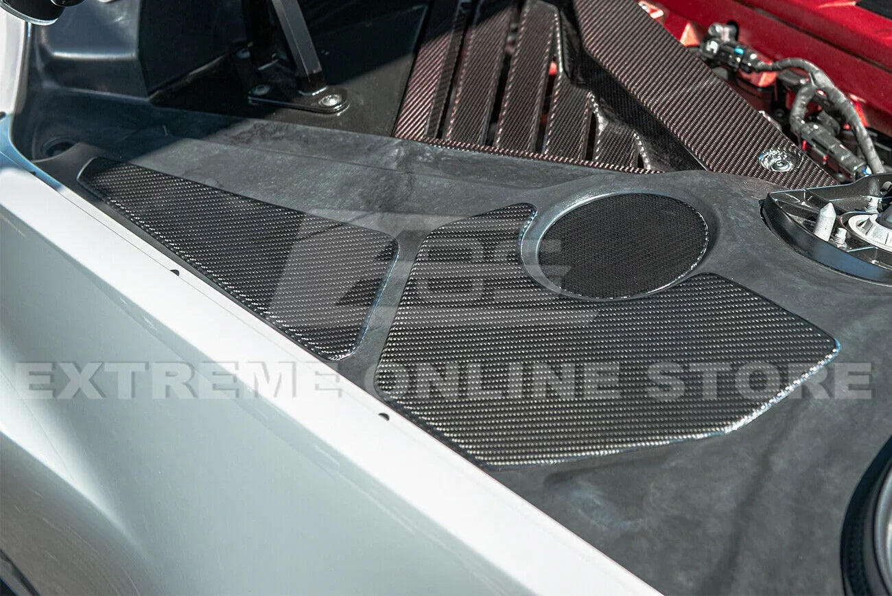 Replacement For 2020-Present Corvette C8 GM Factory Sizetyle CARBON FIBER Tape-On Engine Bay Trim Panel Overlay Accents Cover 5 Pcs