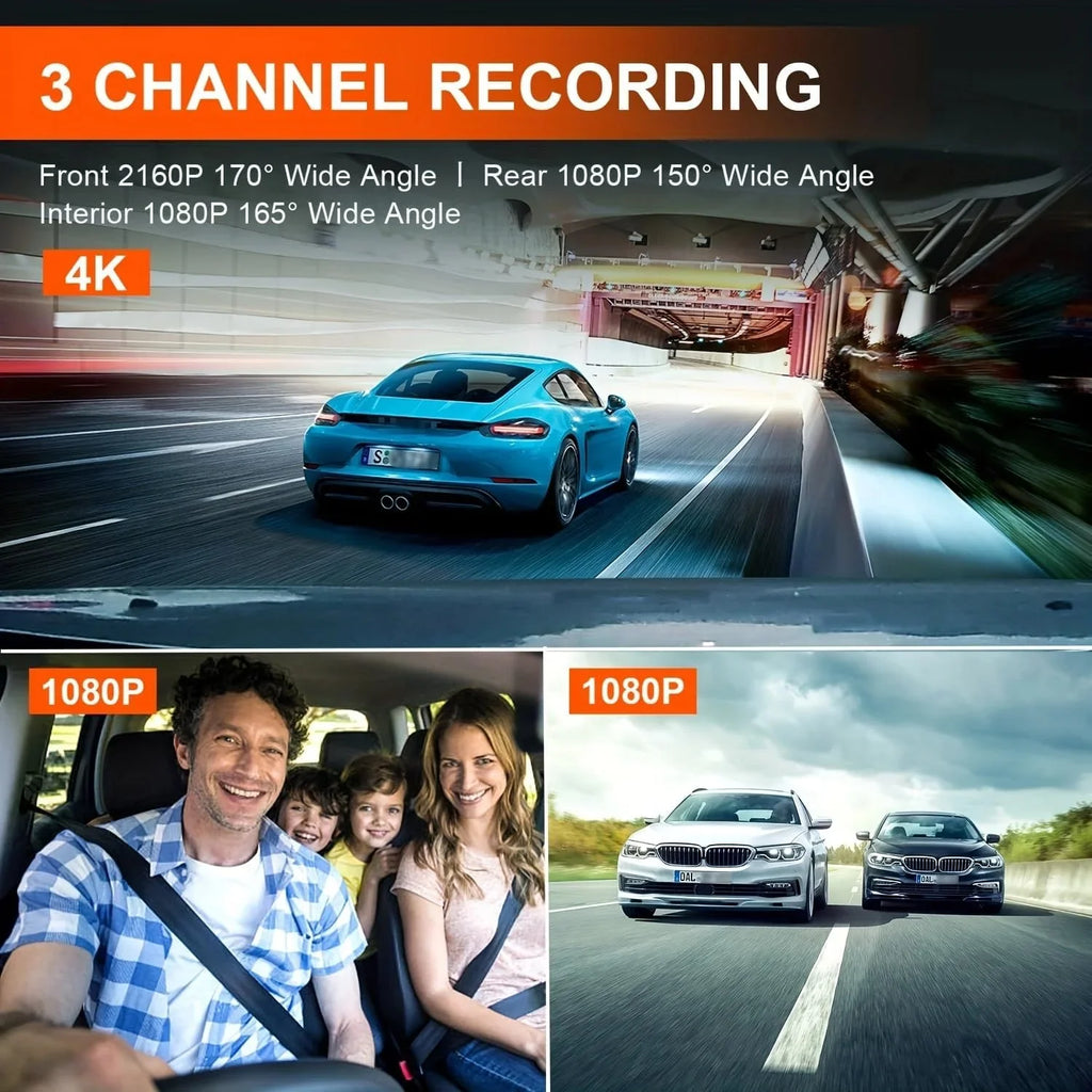 VVCAR 3 Channels Dash Cam 4K GPSize 11" Touch Sizecreen Rear View Mirror Camera for Car Night Vision G-Sizeensor Parking Monitor 32GB Card