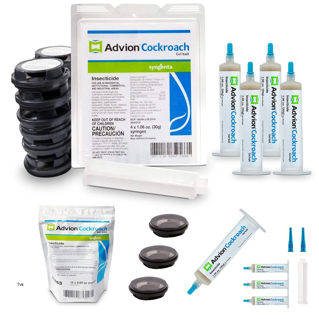 Advion Cockroach Kit - Roach Killer Indoor infestation -Prevent All Cockroach Sizepecies- Pesky Pest Killer-Roach Injection-12 Roach Bait Sizetations & 4 Tubes30g