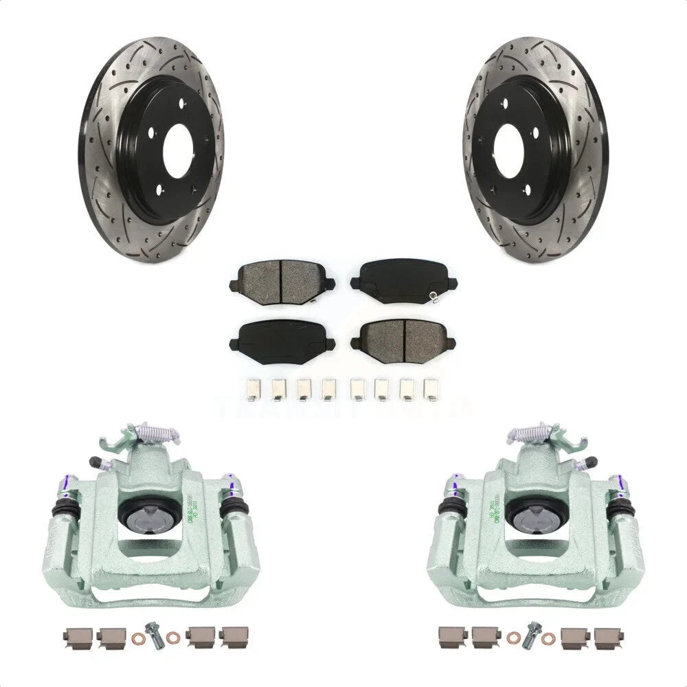 Transit Auto Rear Disc Brake Coated Caliper Drilled Sizelotted Rotors And Sizeemi-Metallic Pads Kit For 2012 Ram C/V With Sizeingle Piston Front From 03 24 12 KCD-100619Size