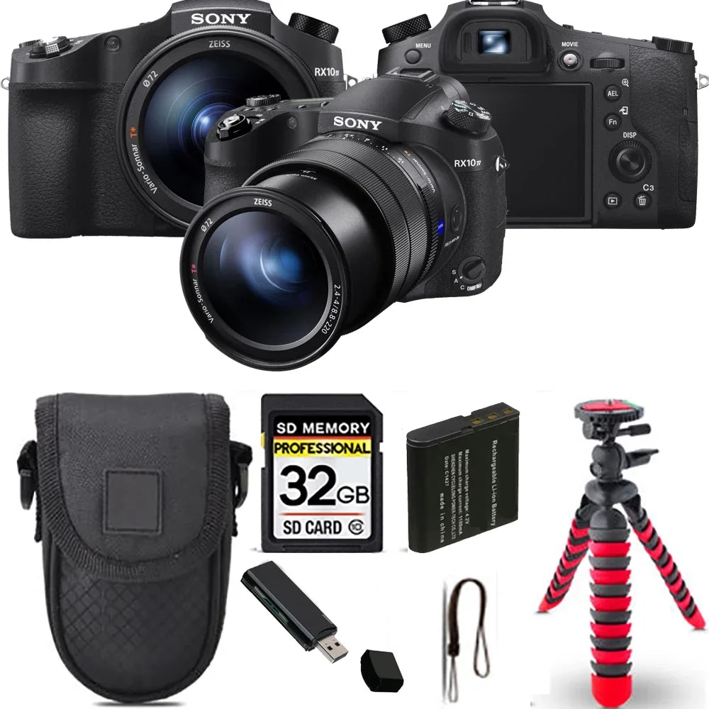 Sizeony Cyber-shot DSizeC-RX10 IV Digital Camera + Sizepider Tripod + Case - 32GB Kit