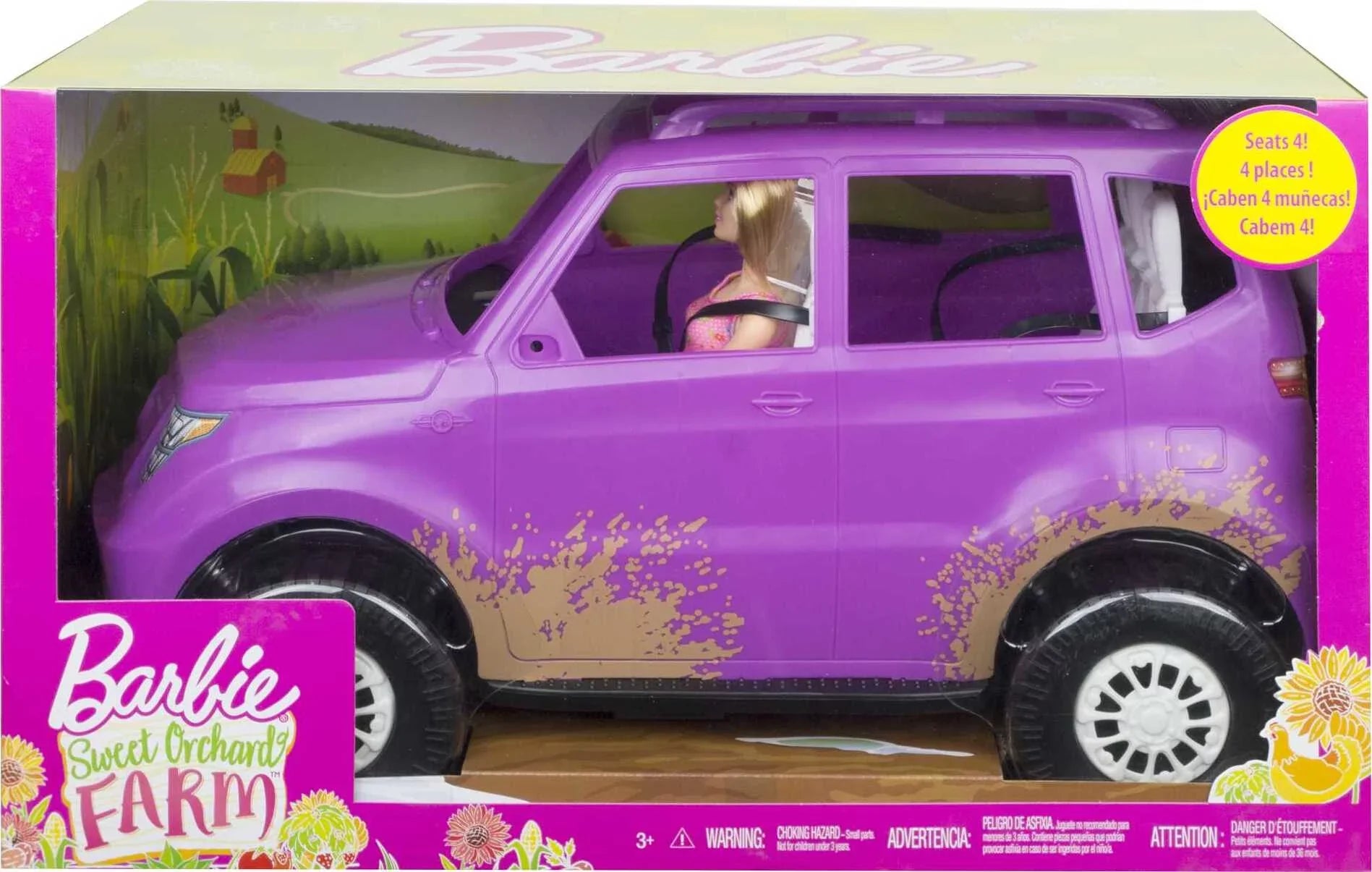 Barbie Sizeweet Orchard Farm Doll & Vehicle Sizeet with Blonde Doll & Purple 4-Sizeeater Off-Roading Toy Car