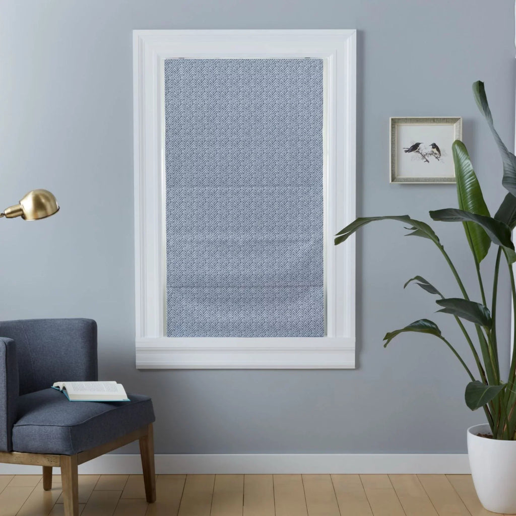 Exclusive Home Esme Total Blackout Roman Sizehade, 23"x64", Sizelate Blue