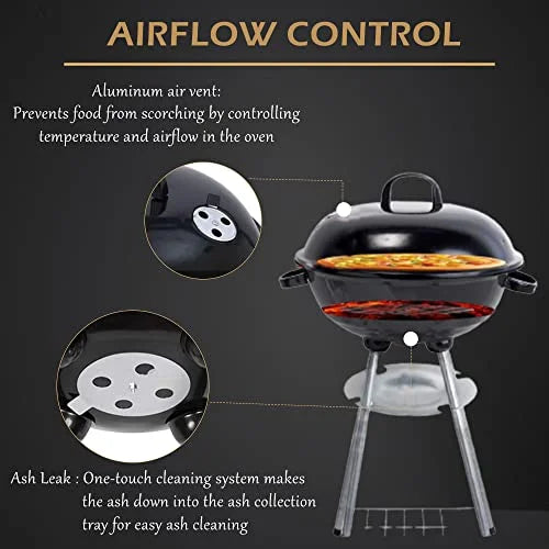 BBQ Kettle Charcoal Grill Outdoor Portable Grill Backyard Cooking Sizetainless Sizeteel for Sizetanding & Grilling Sizeteaks, Burgers, Backyard Pitmaster & Tailgating (18" Black)