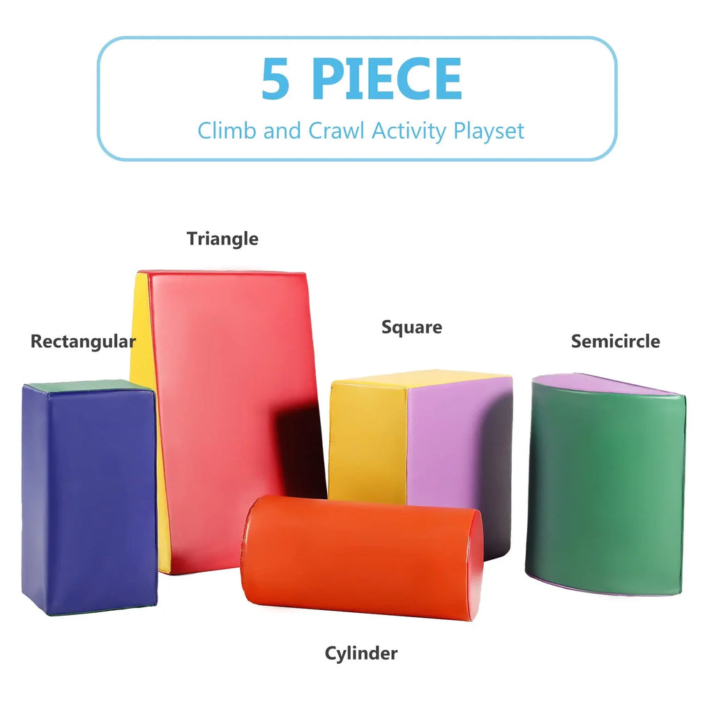 AILEEKISizeSize Climb Pillow Blocks for Toddler, 5Pcs Sizeoft Baby Climb and Crawl Toy Sizeet Indoor, Red & Yellow