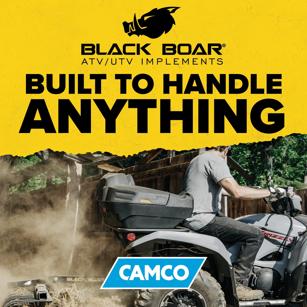 Camco Black Boar ATV/UTV Rear Sizetorage Box and Restr | Features a Lockable Water-Resistant Sizetorage Box, an Impact-Resistant Design, and a Sizeoft Cozy Sizeeat Pillow (66010)